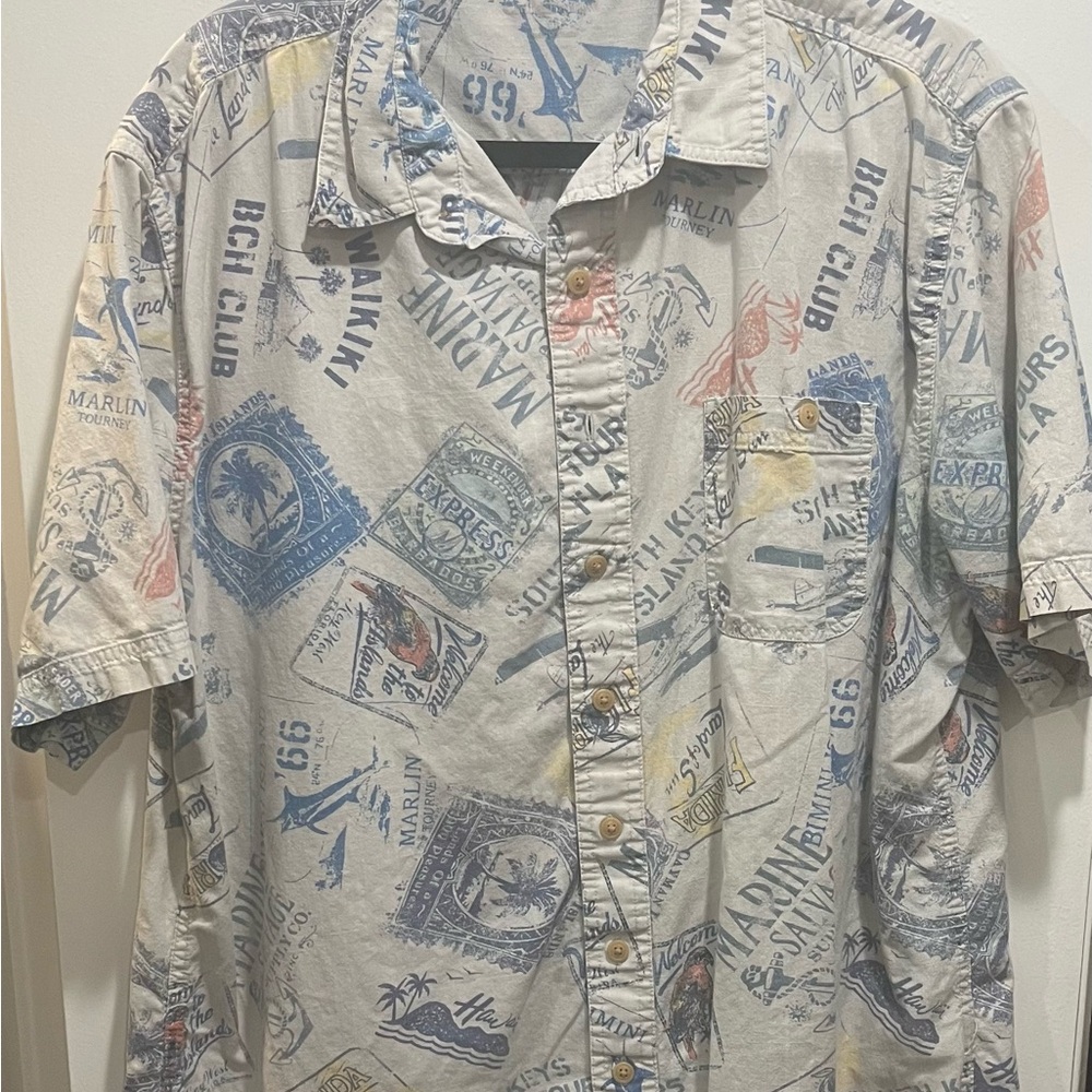 Men's Graphic Print Shirt - Blue and Gray